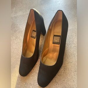 Nina Black Heels, Leather Sole, 10M, Vintage 1990s Pumps, Formal Wear